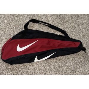Nike 35in Long Black Red Baseball Bat Bag With Handles & Hook for Hanging Zip Up